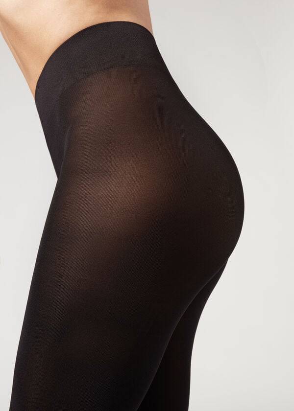 Calzedonia 100 Denier Total Comfort Soft Touch Opaque Hardloopbroek Dames Zwart | BE1012QZ