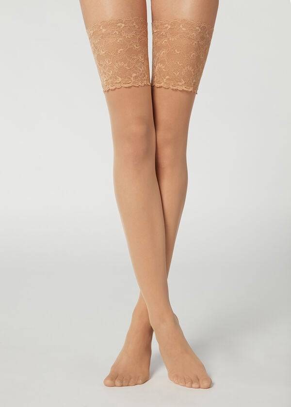 Calzedonia 20 Denier Opaque Thigh-Highs Kousen Dames Bruin | BE1238LH