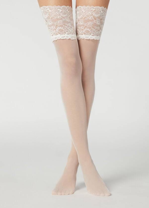 Calzedonia 20 Denier Opaque Thigh-Highs Kousen Dames Wit | BE1240XF