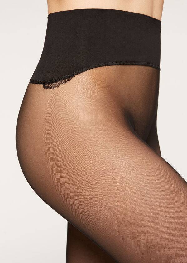 Calzedonia 20 Denier Seamless Totally Invisible Sheer Hardloopbroek Dames Zwart | BE1156GL