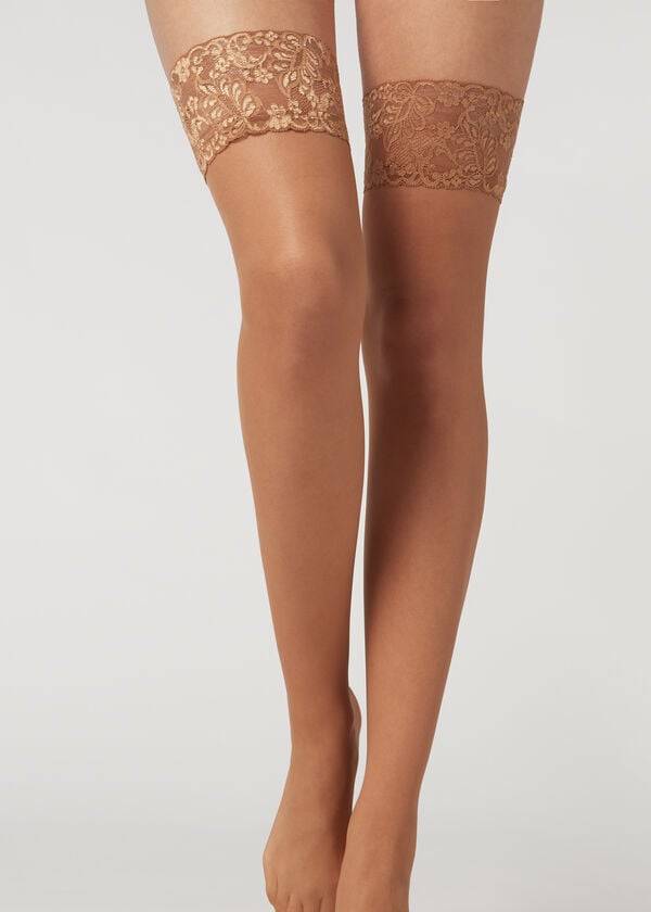 Calzedonia 20 Denier Sheer Thigh-Highs Kousen Dames Beige Bruin | BE1250TV