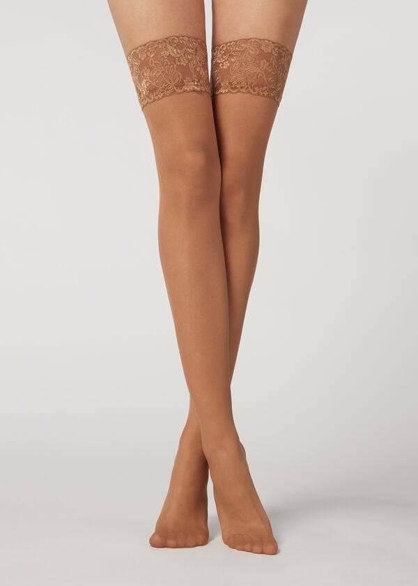 Calzedonia 20 Denier Sheer Thigh-Highs Kousen Dames Beige Bruin | BE1250TV