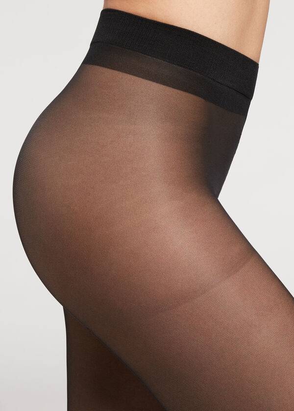 Calzedonia 30 Denier Sheer Shaping with Control Top Hardloopbroek Dames Zwart | BE1185KI