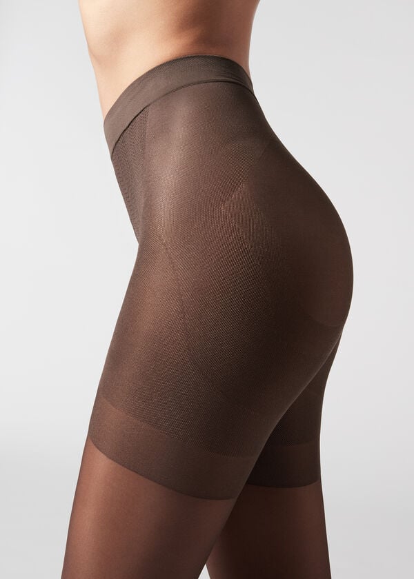 Calzedonia 30 Denier Total Shaper Sheer Hardloopbroek Dames Koffie | BE1190VD