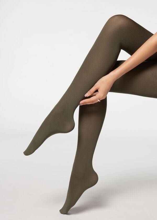 Calzedonia 50 Denier Total Comfort Soft Touch Opaque Hardloopbroek Dames Olijfgroen Groen | BE1025FM