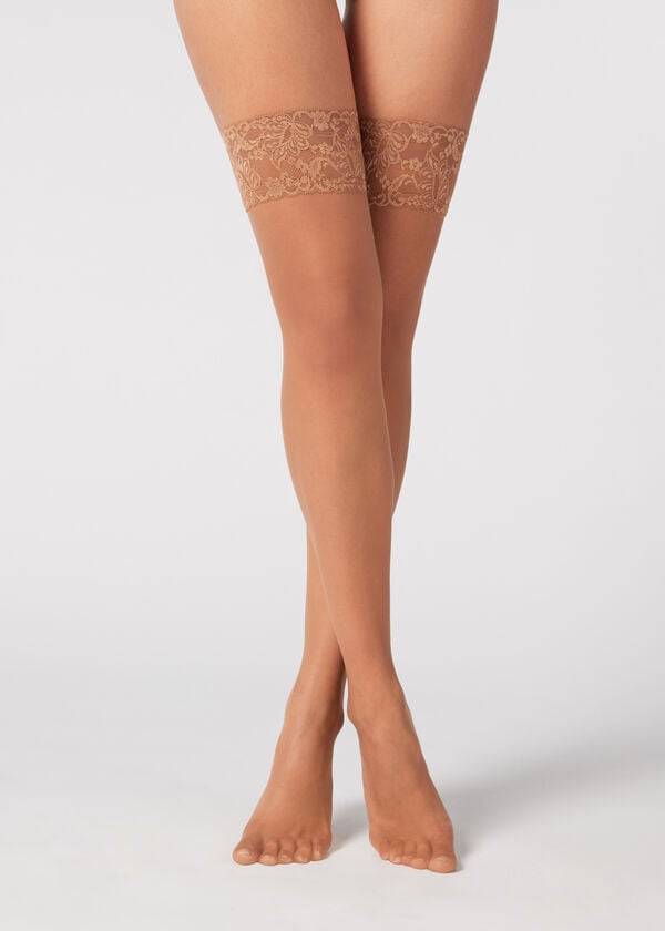 Calzedonia 8 Denier Ultra Sheer Thigh-Highs Kousen Dames Beige Bruin | BE1254OR