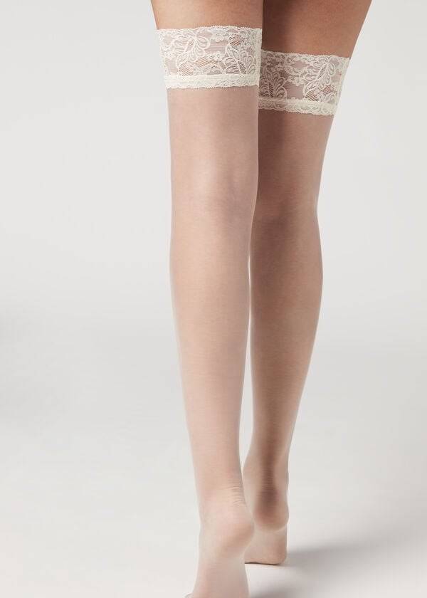 Calzedonia 8 Denier Ultra Sheer Thigh-Highs rosa Kousen Dames Wit | BE1259FM