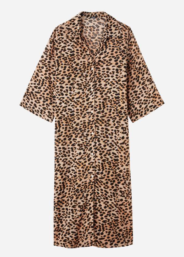 Calzedonia Animal Patterned Midi Shirt Cover-ups Dames Bruin | BE2067HK