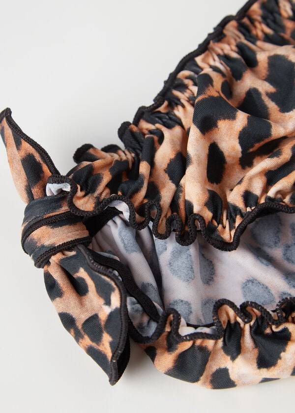 Calzedonia Animal Print Bottom Bilbao Badpakken Kinderen Zwart Bruin | BE3019LH