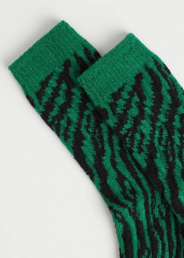 Calzedonia Animal Print Cashmere Kort Sokken Dames Groen | BE2332ZG