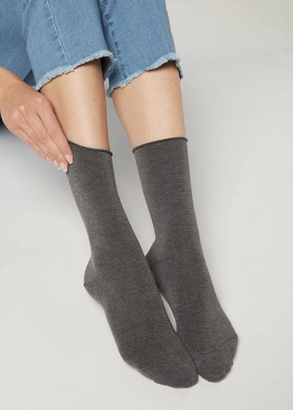 Calzedonia Ankle with Cashmere Kort Sokken Dames Grijs | BE2346YU