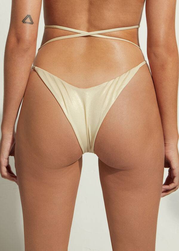 Calzedonia Brazilian String Abu Dhabi Bikinibroekjes Dames Goud | BE1326EX