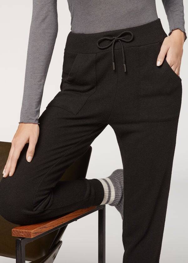 Calzedonia Cashmere Blend Stretch Broek Dames Zwart | BE2714FM