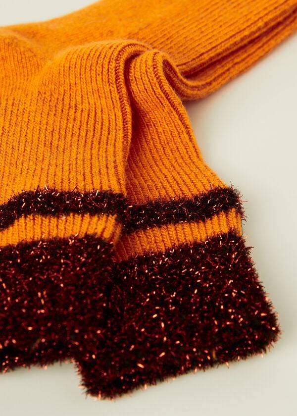 Calzedonia Cashmere Kort with Glitter Trim Sokken Dames Oranje | BE2356CE