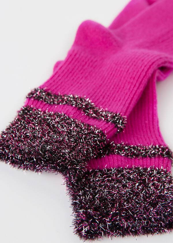 Calzedonia Cashmere Kort with Glitter Trim Sokken Dames Roze | BE2358ZG