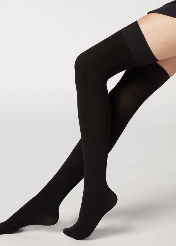 Calzedonia Cashmere Thigh-Highs Kousen Dames Zwart | BE1261HK