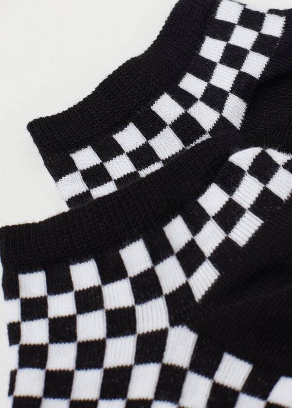 Calzedonia Checkered No-Show Sokken Dames Zwart | BE2273FM