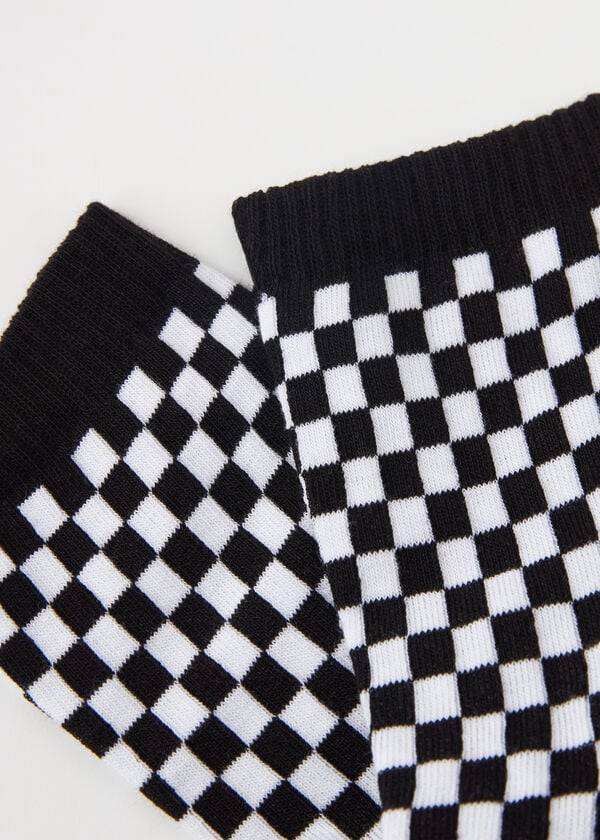 Calzedonia Checkered Pattern Kort Sokken Dames Zwart | BE2363GL