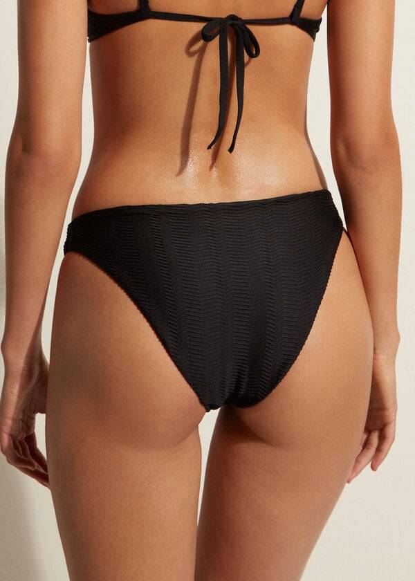 Calzedonia Chevron Casablanca Bikinibroekjes Dames Zwart | BE1348NB