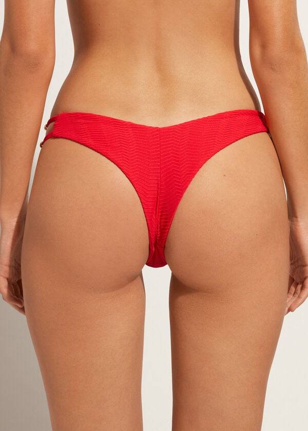 Calzedonia Chevron High-Cut Brazilian Casablanca Bikinibroekjes Dames Rood | BE1353RW