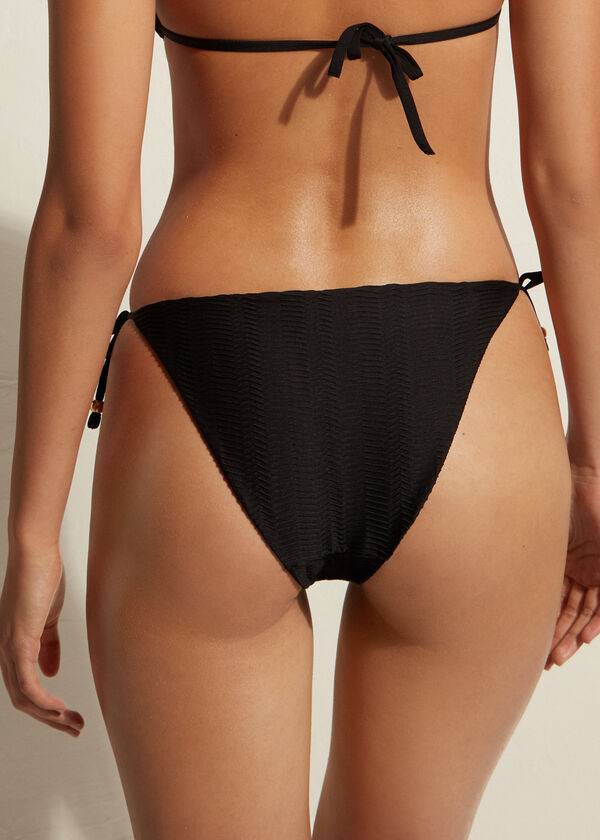 Calzedonia Chevron String Casablanca Bikinibroekjes Dames Zwart | BE1356UT