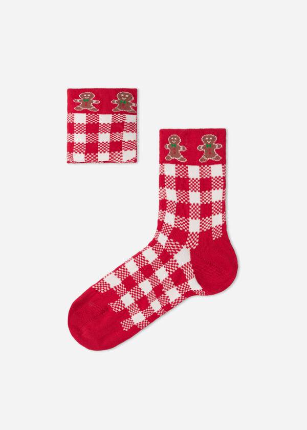 Calzedonia Christmas Series Kort Sokken Kinderen Rood Wit | BE3096DN