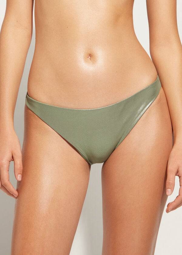 Calzedonia Coated-Effect Antigua Bikinibroekjes Dames Groen | BE1361SO