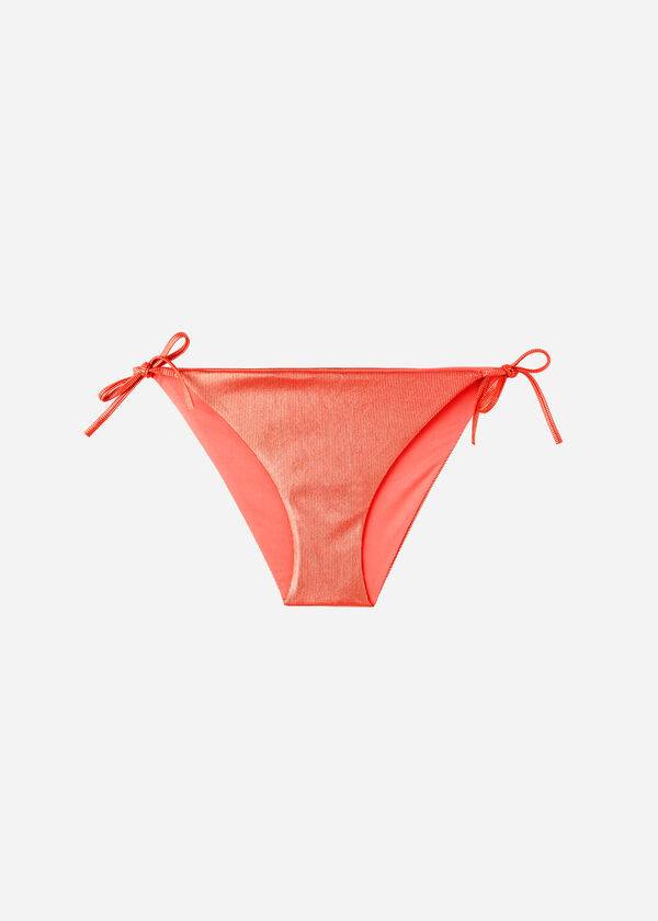 Calzedonia Coated-Effect String Antigua Bikinibroekjes Dames Koraal Oranje | BE1366JJ