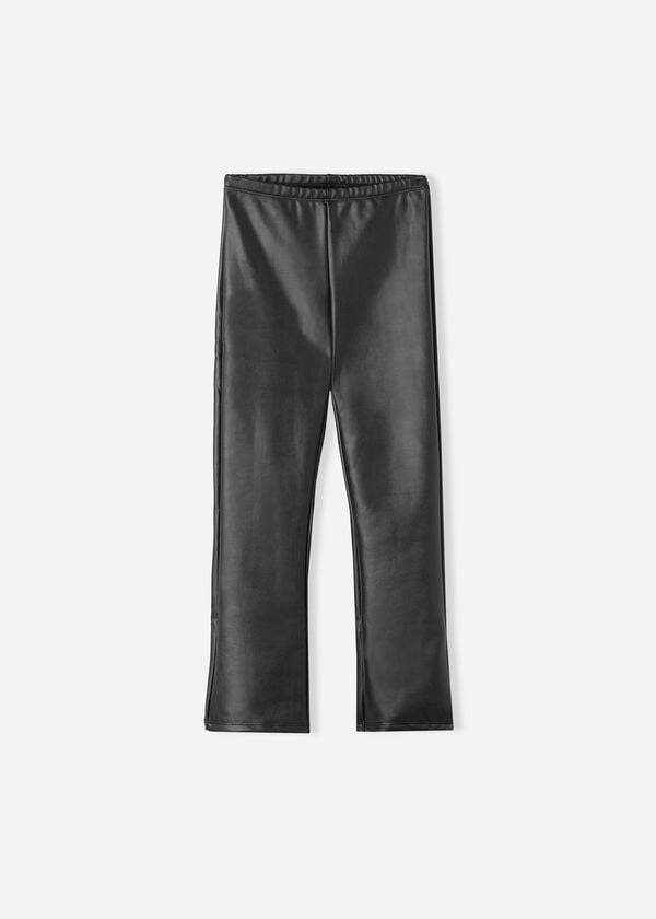 Calzedonia Coated Thermal Mini-flare Leggings Kinderen Zwart | BE3123DN