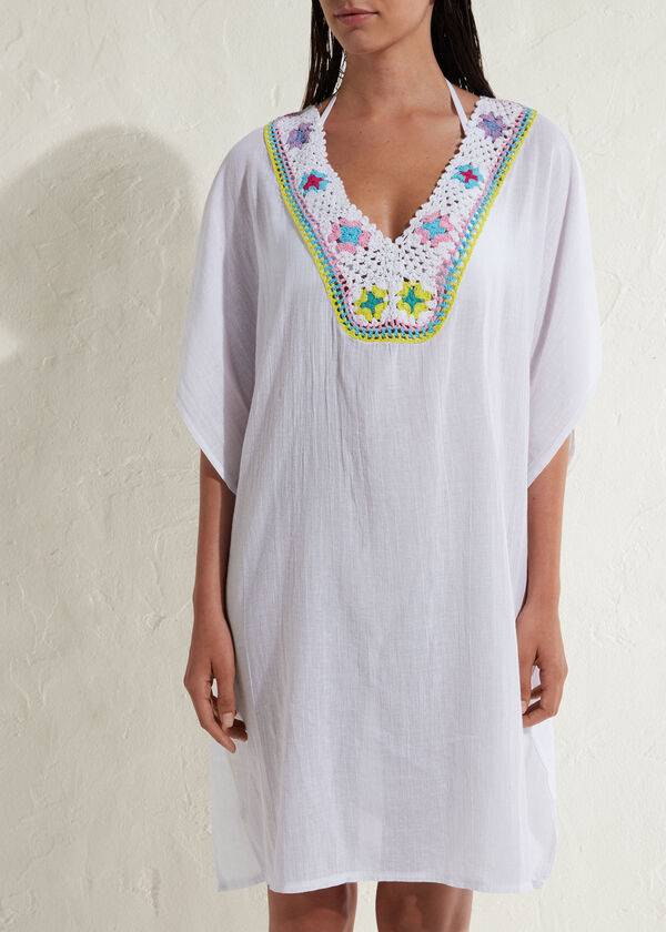 Calzedonia Crochet Neckline Kaftan Cover-ups Dames Wit | BE2075BC