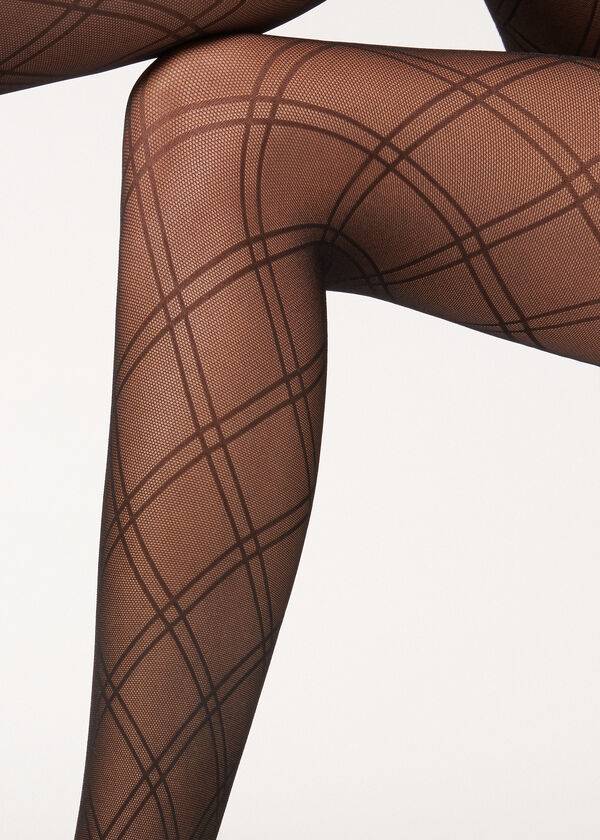 Calzedonia Double Diamond Motif Fishnet Patterned Hardloopbroek Dames Zwart | BE1095YU