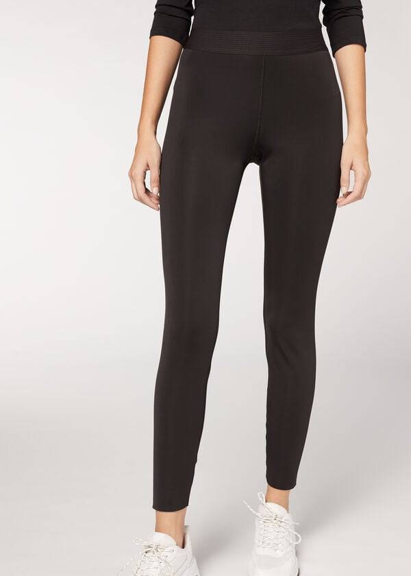 Calzedonia Double Faced Plush Leggings Dames Zwart | BE2642GL