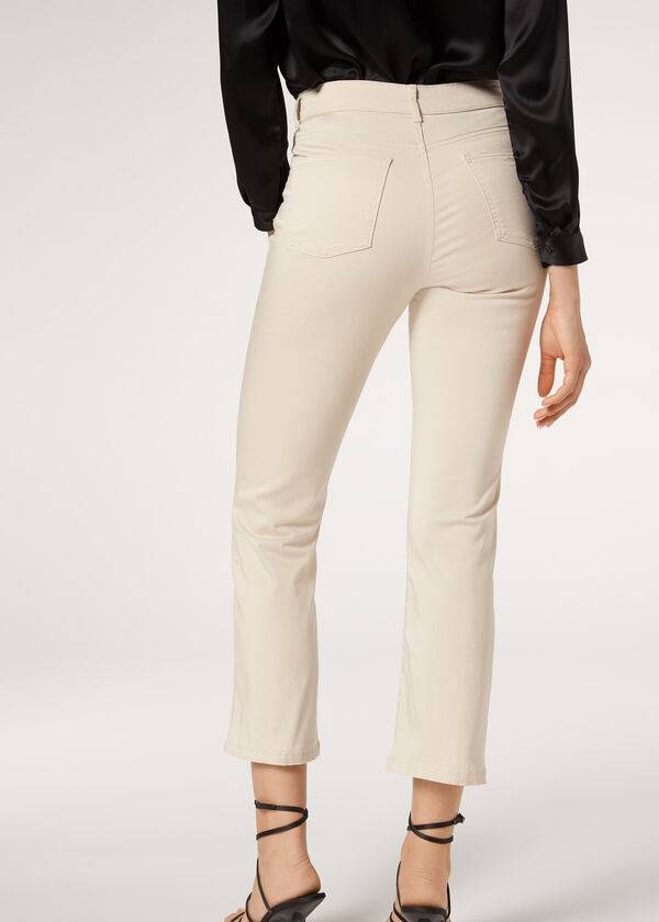 Calzedonia Eco Light Flared Cropped Denim Jeans Dames Bruin Beige | BE2572FM