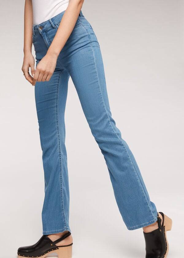 Calzedonia Eco Light Flared Denim Jeans Dames Blauw | BE2576PQ