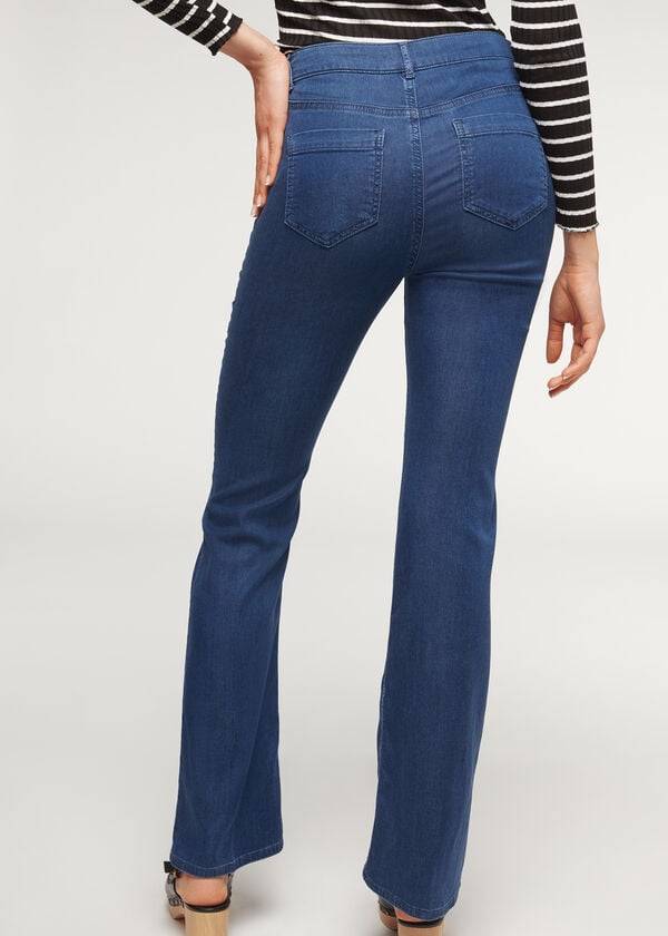 Calzedonia Eco Light Flared Denim Jeans Dames Donkerblauw | BE2577OR