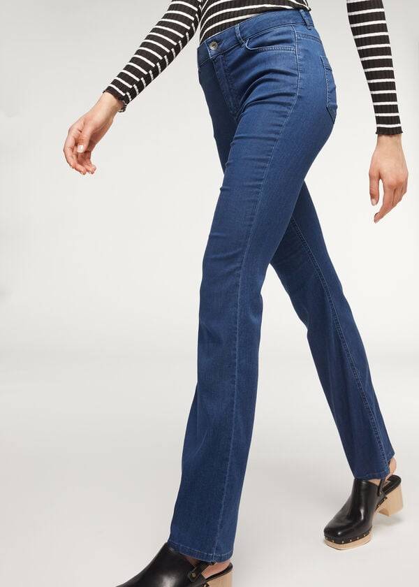 Calzedonia Eco Light Flared Denim Jeans Dames Donkerblauw | BE2577OR