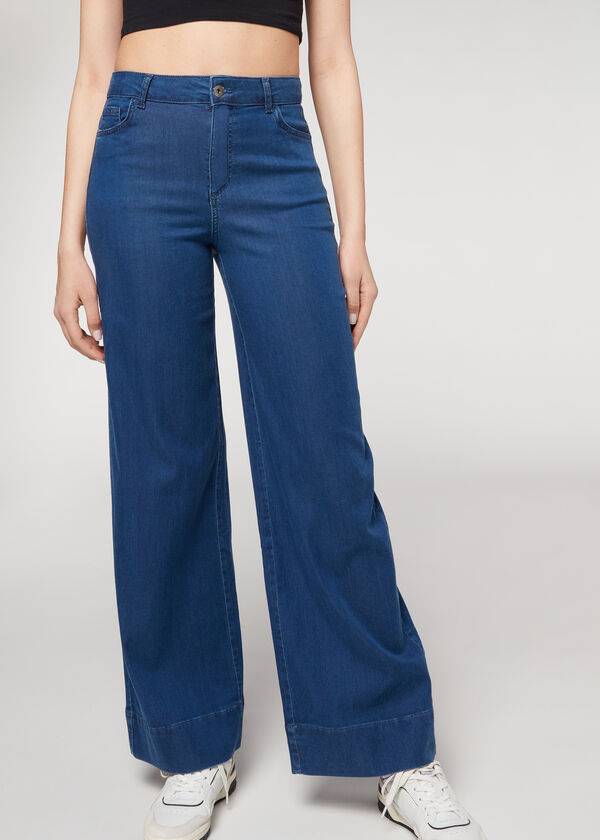 Calzedonia Eco Palazzo Jeans Dames Donkerblauw | BE2587NB