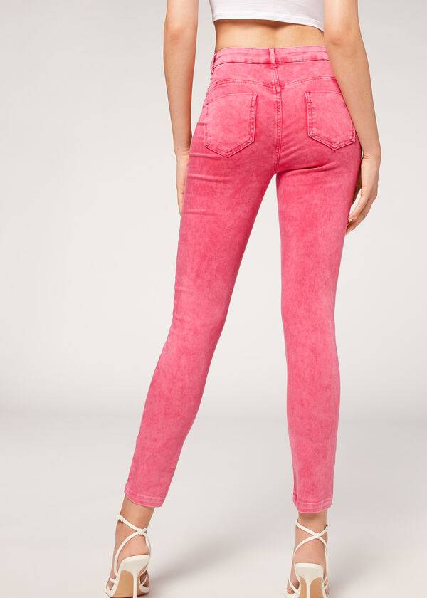 Calzedonia Faded Mager Push-Up Jeans Dames Roze | BE2589VD