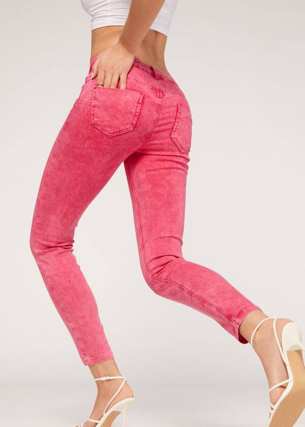 Calzedonia Faded Mager Push-Up Jeans Dames Roze | BE2589VD