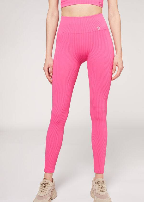 Calzedonia Fine Geribbeld Seamless Sport Leggings Dames Roze | BE2648OR