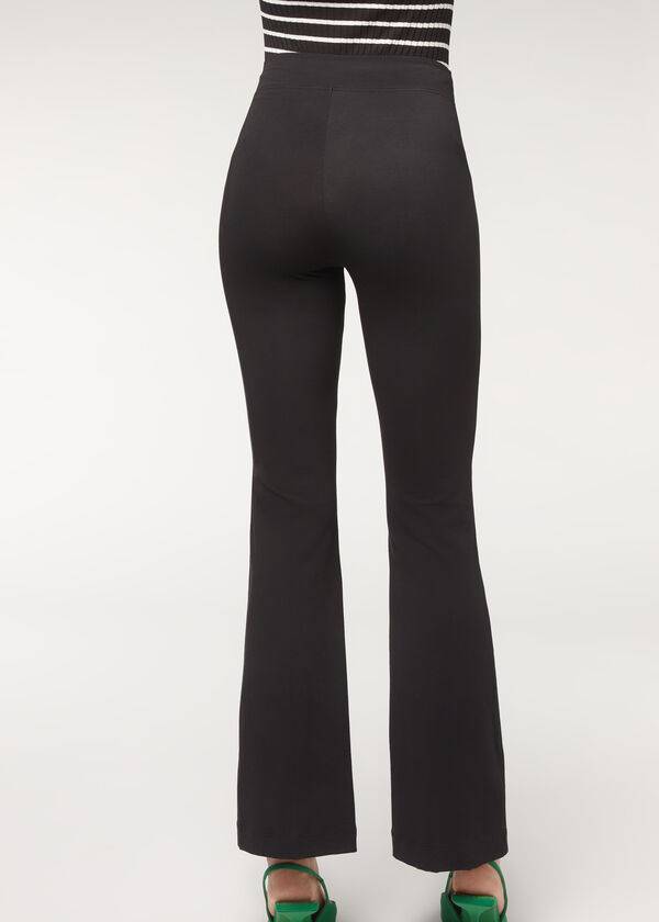 Calzedonia Flared in Supima Ultra Light Katoenen Leggings Dames Zwart | BE2654EX