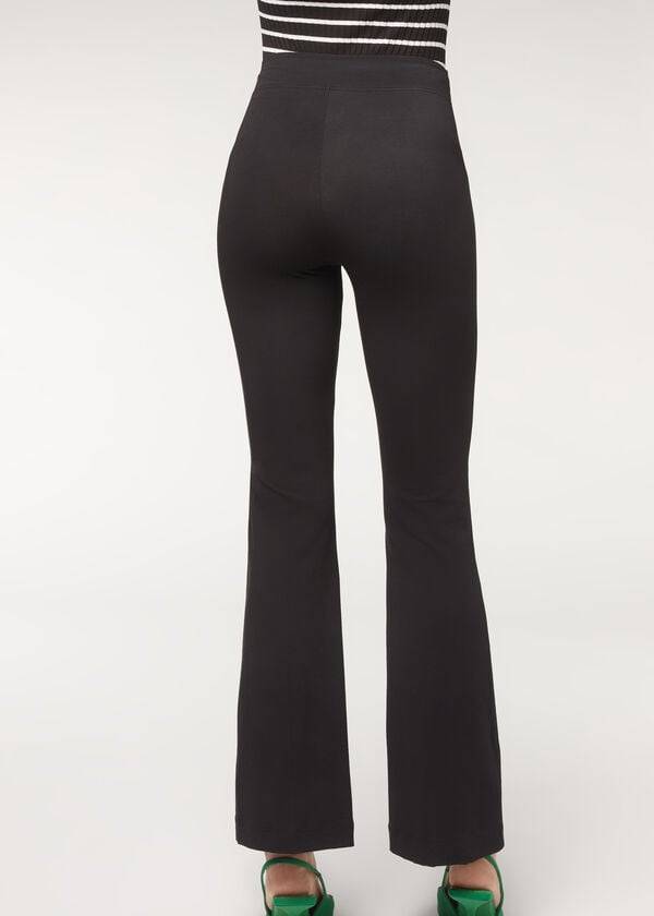 Calzedonia Flared in Supima Ultra Light Katoenen Broek Dames Zwart | BE2731VD