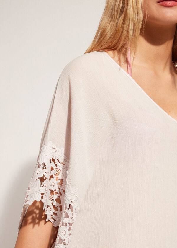 Calzedonia Floral Macramé Kanten Caftan Cover-ups Dames Beige | BE2081RW