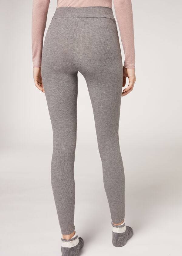 Calzedonia Geribbeld with Cashmere Leggings Dames Grijs | BE2676UT