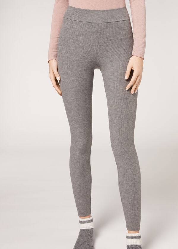 Calzedonia Geribbeld with Cashmere Leggings Dames Grijs | BE2676UT