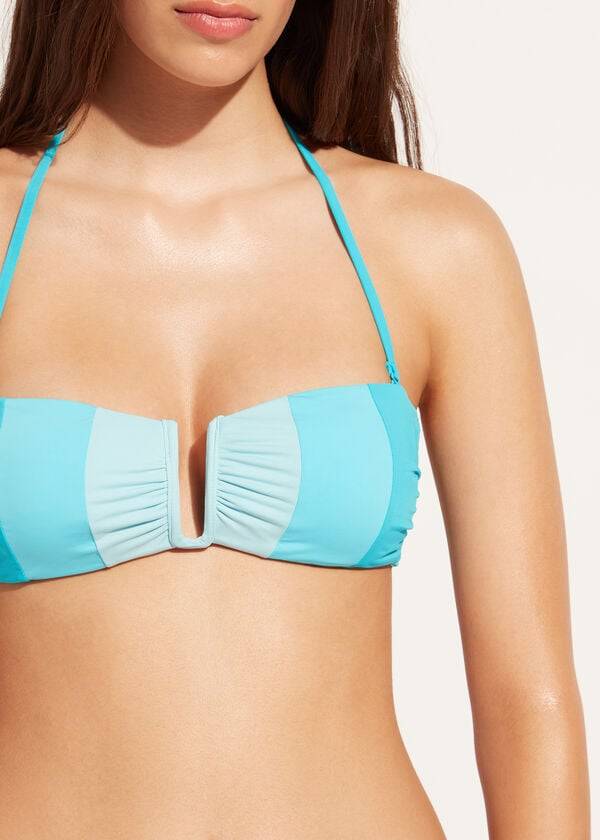 Calzedonia Gewatteerd Bandeau Azzorre Bikinitopjes Dames Turquoise | BE1784LH