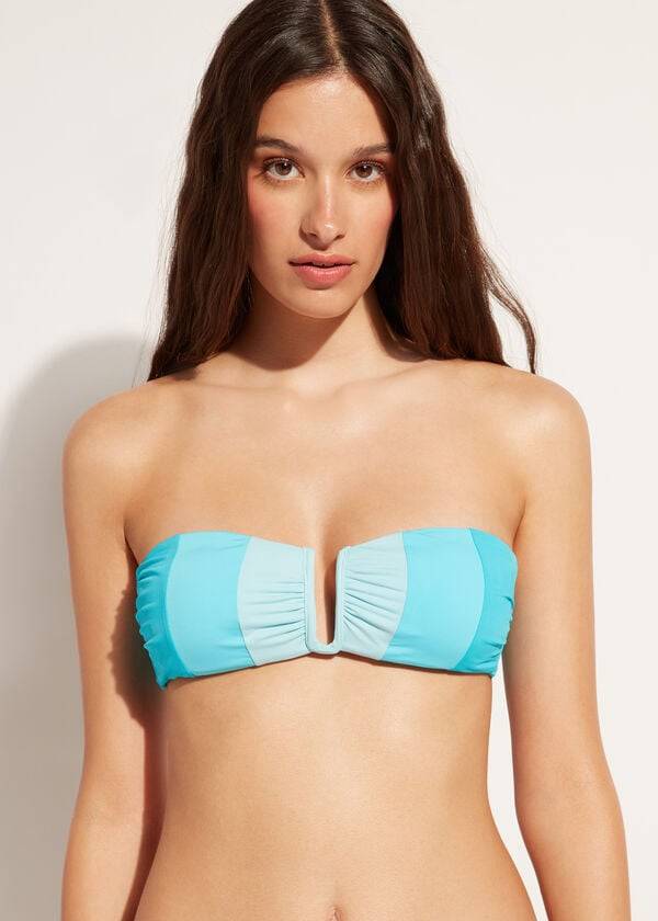 Calzedonia Gewatteerd Bandeau Azzorre Bikinitopjes Dames Turquoise | BE1784LH