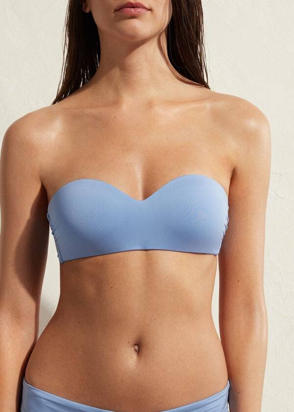 Calzedonia Gewatteerd Bandeau Indonesia Eco Bikinitopjes Dames Blauw | BE1794EX