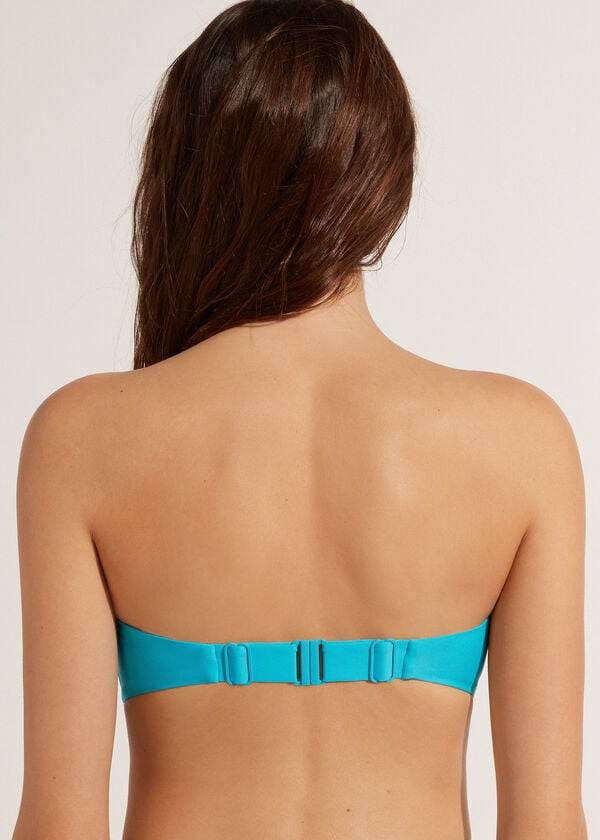 Calzedonia Gewatteerd Bandeau Indonesia Strapless Bikinitopjes Dames Turquoise | BE1811ZG