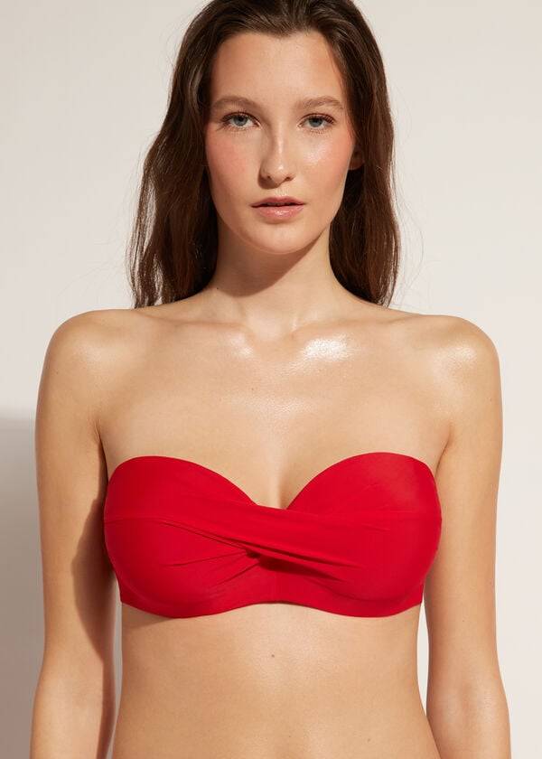 Calzedonia Gewatteerd Bandeau Indonesia Strapless Bikinitopjes Dames Rood | BE1812XF